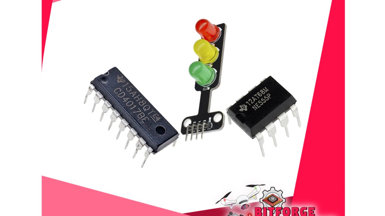 Featured NE555 timer IC and CD-4017 Decade Counter Based 4 Way Traffic Light System copy